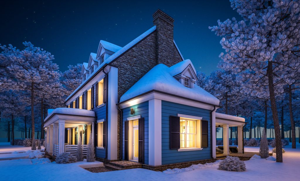 winter night home exterior 3d home tour